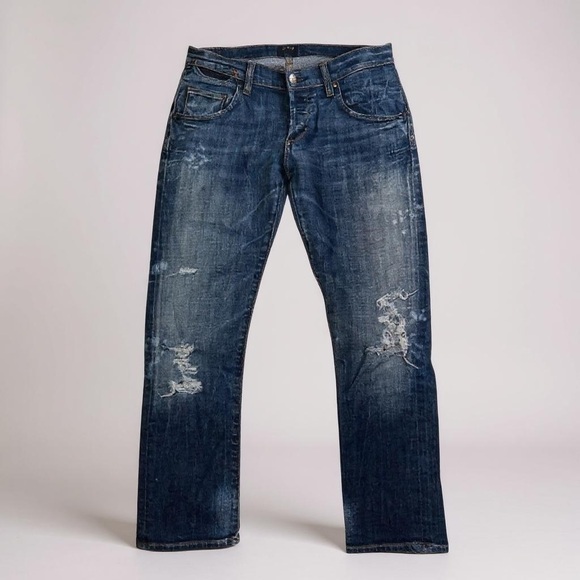 Citizens of Humanity Dylan Drop Rise Cropped Distressed Jeans - Picture 1 of 9